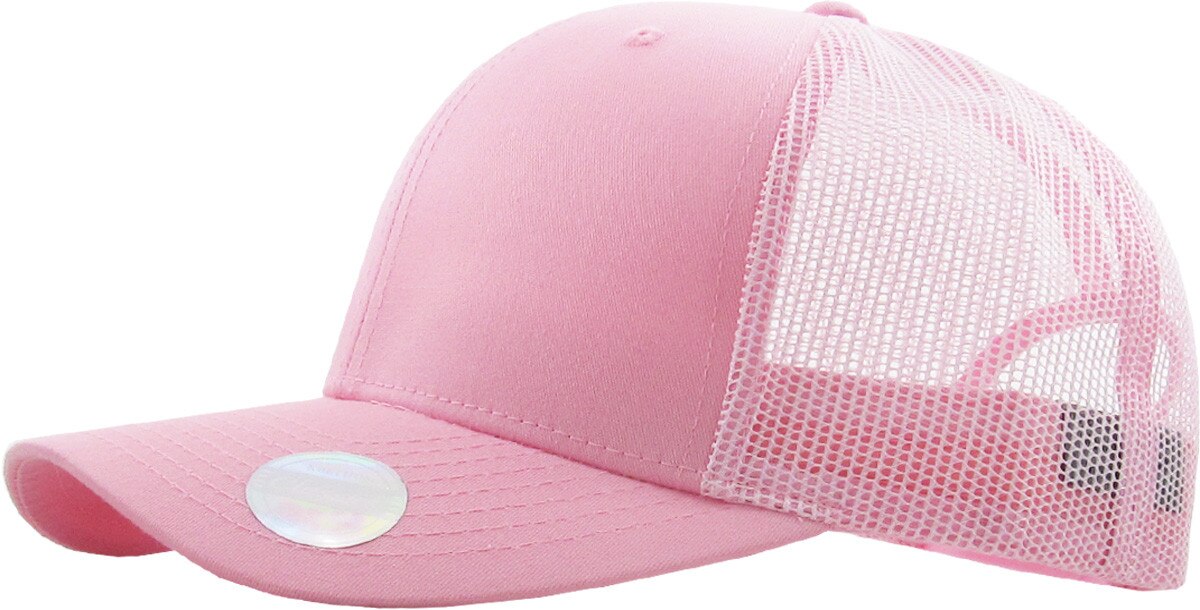 Pink Classic 6 Panel Trucker Mesh Snapback Side View